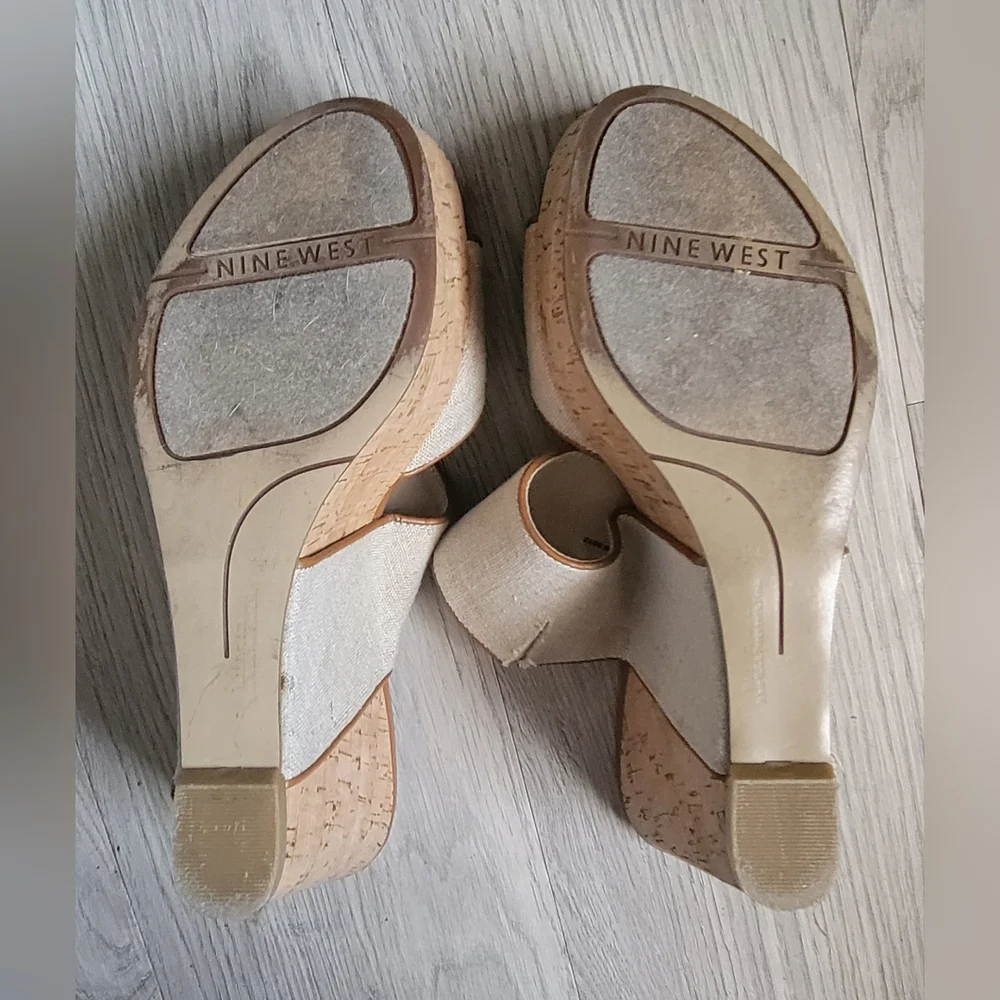 Nine West Larysa Linen & Cork Wedge, Size Women's 9.5 - Picture 10 of 12